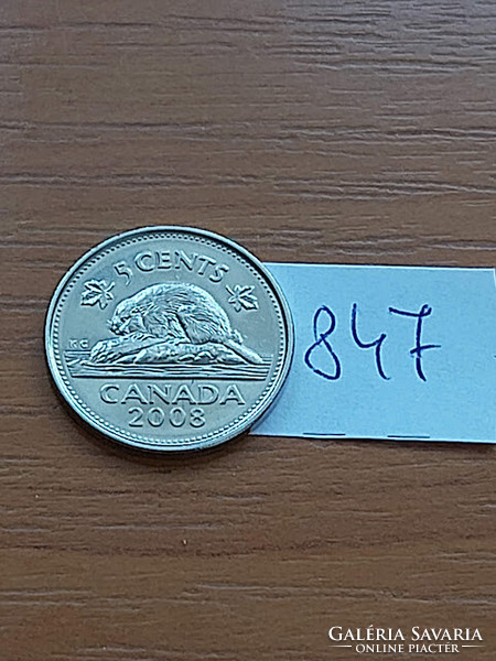 Canada 5 Cent 2008 Beaver, Steel Nickel Plated, ii. Elizabeth 847