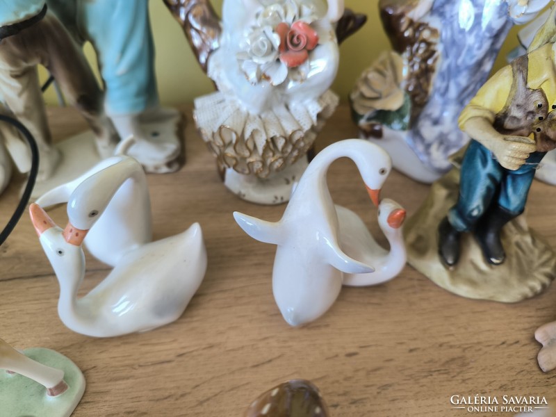 Sale! Action! Porcelain statue, elephant, seagull woman in lace dress, boy couple, swan ornament for sale!