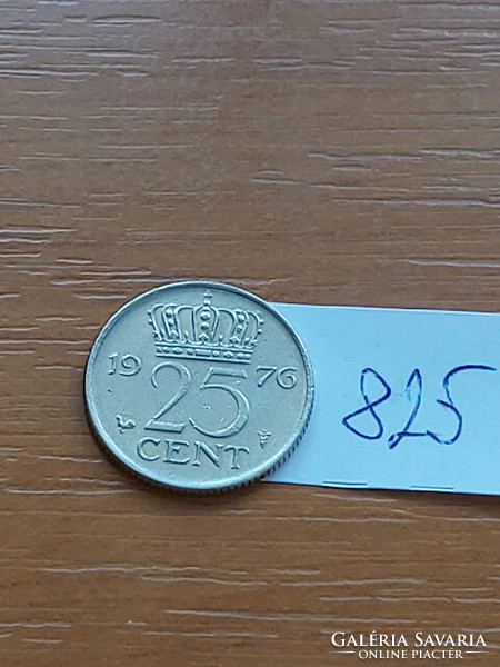 Netherlands 25 cents 1976 nickel, Queen Juliana 825