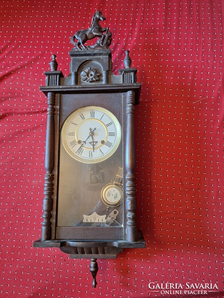 Older vintage half-percussion wall clock 1.-83 Cm full length - cheap!
