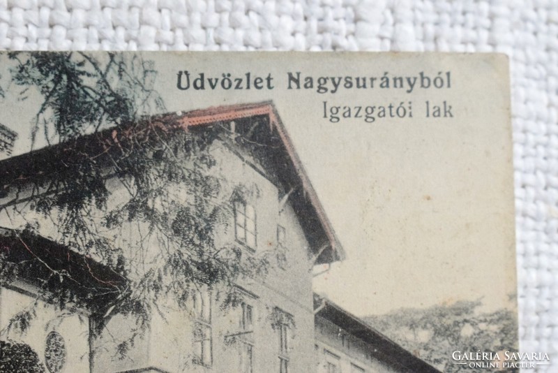 Üdvözlet Nagysurányból , igazgatói lak 1910 , antik képeslap