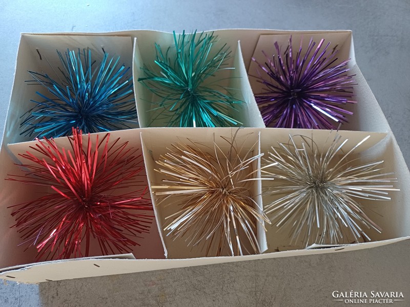 Old colored tinsel tassels, 6 pcs