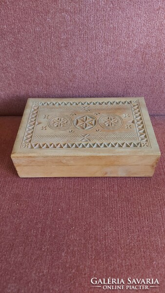 Old carved wooden box cigarette holder