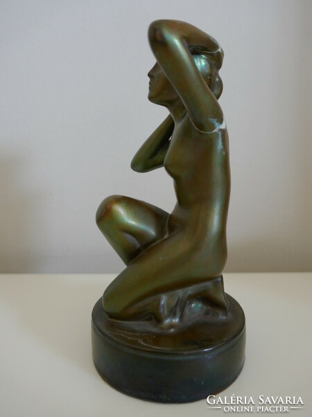 Antique Zsolnay eozin glazed porcelain female nude