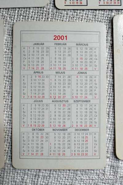 Card calendar 1981 Danube plant, 1993 otp, 1999 mátraszentimre, 2000, 2001, 5 pcs.