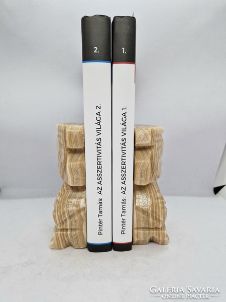 Onyx-marble mineral carved bookends