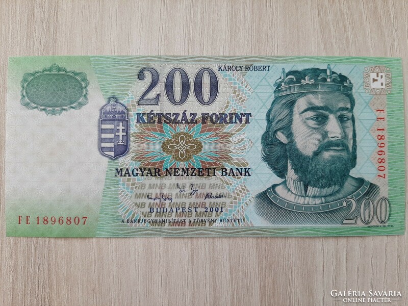 200 forint bankjegy FE sorozat 2001 ropogós bankjegy UNC