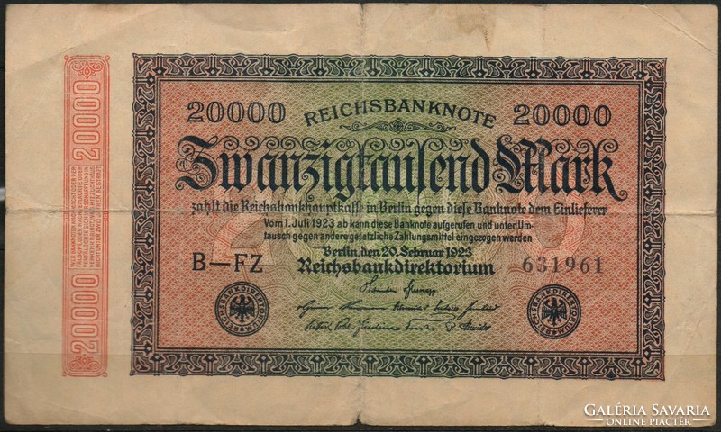 D - 219 -  Külföldi bankjegyek:  Németország  1923  20 000 márka