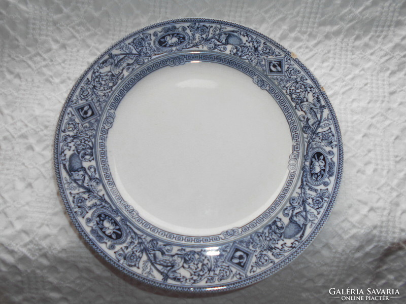Antique 1800s porcelain faience plate with diamond mark