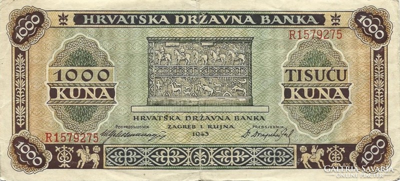 1000 Kuna 1943 Croatia 2.