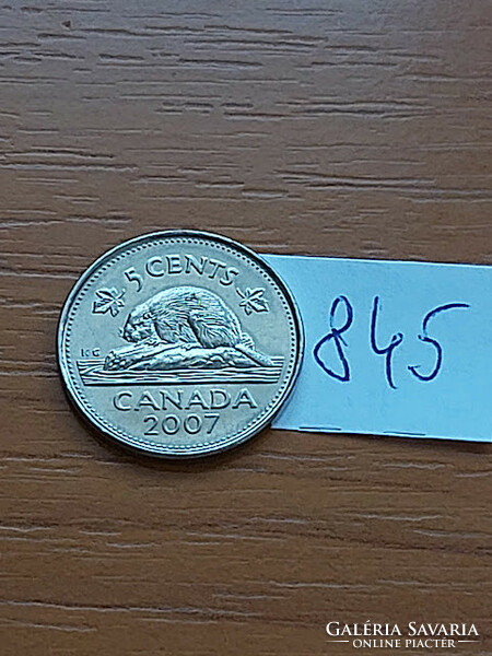 Canada 5 Cent 2007 Beaver, Steel Nickel Plated, ii. Elizabeth 845