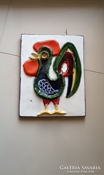 Rooster ceramic mural