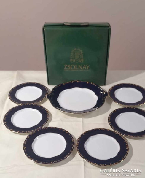ÚJ! Zsolnay Pompadour III, 7 részes süteményes készlet