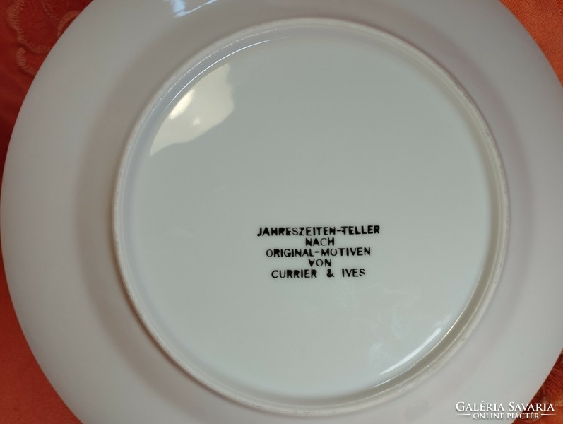 Porcelain decorative plate based on a lithograph by Currier & ives