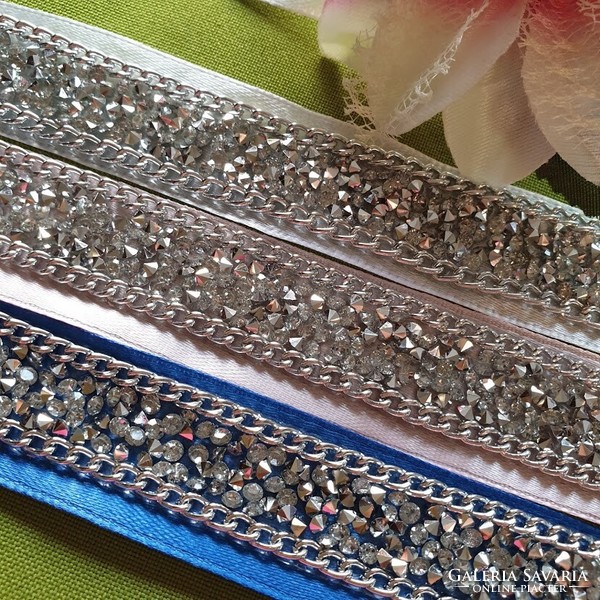 Wedding belt07 - bridal belt with rhinestones 30x2 cm on satin ribbon