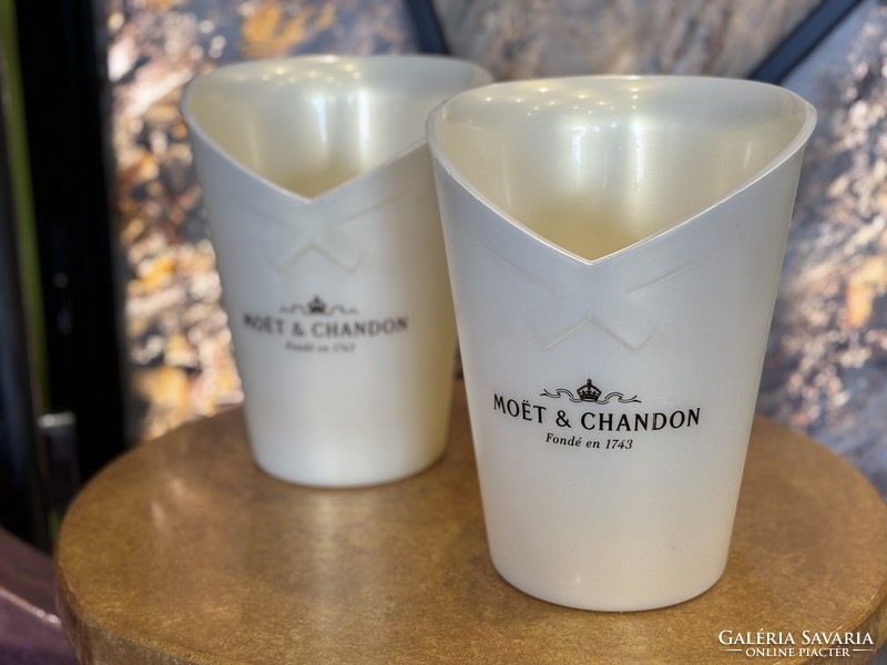 2 db gyöngyház színű MOËT plasztik pezsgős hűtő veder Moët Chandon Champagne Francia bárfelszerelés