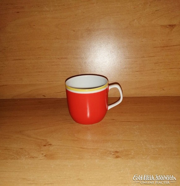 Hollóházi piros porcelán kávés csésze (10/K)
