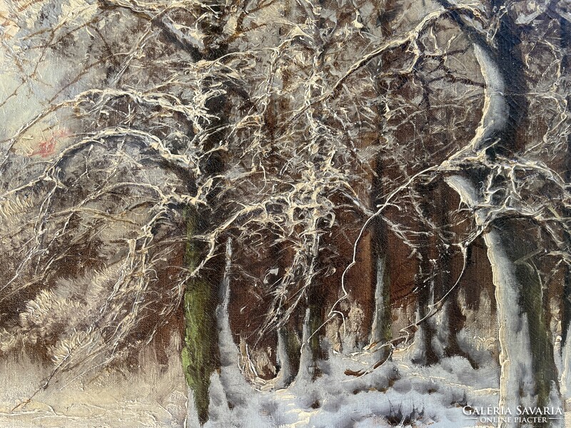 László Neogrády - winter landscape with stream