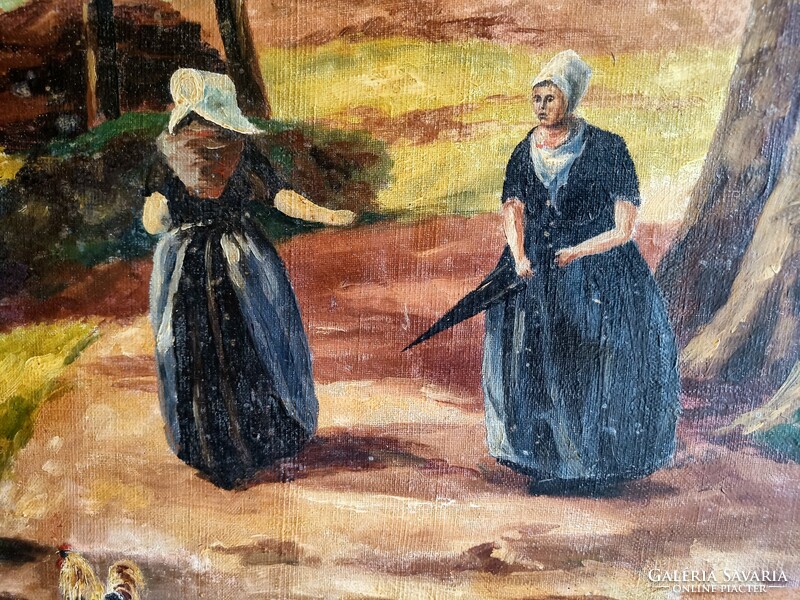 Walking women (German) oil painting on canvas early 1900s (97x68 cm)