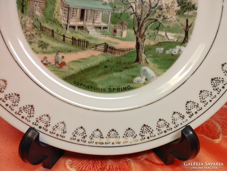Porcelain decorative plate based on a lithograph by Currier & ives