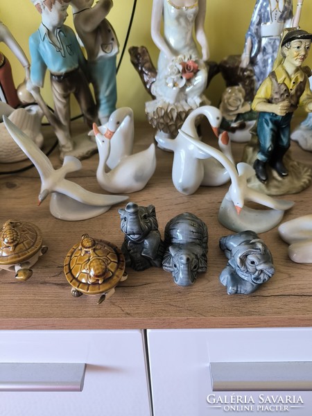 Sale! Action! Porcelain statue, elephant, seagull woman in lace dress, boy couple, swan ornament for sale!