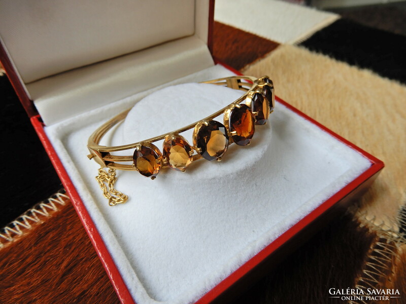 Old gold-plated bracelet with precious stones