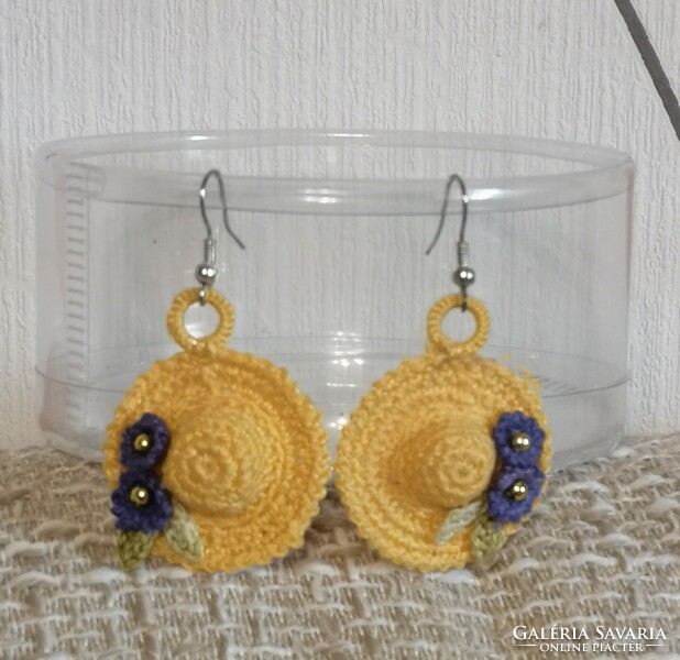 Summer charm - earrings made with microcrochet yellow