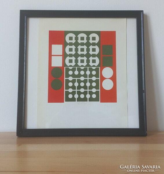 Vasarely print, signed.