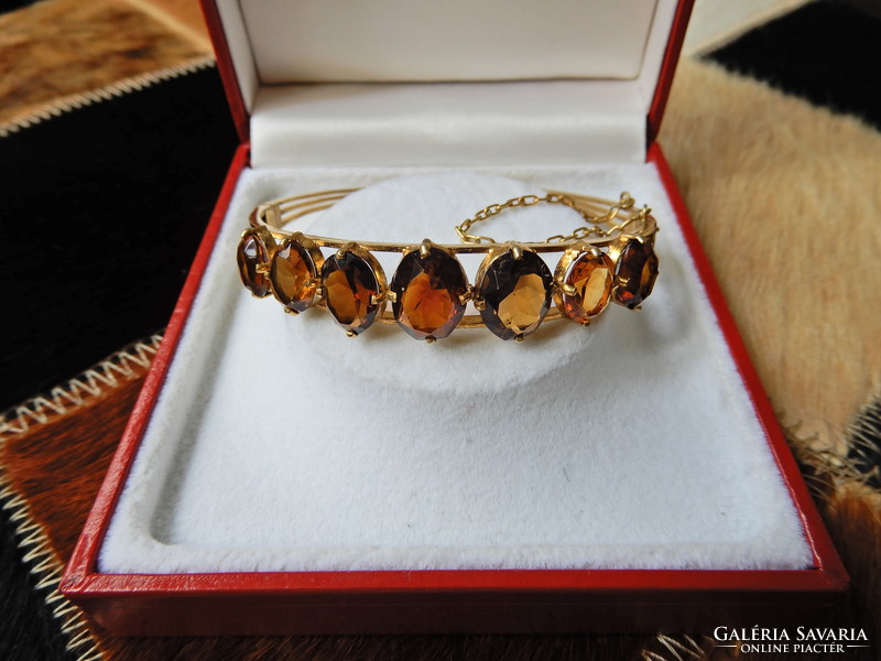 Old gold-plated bracelet with precious stones