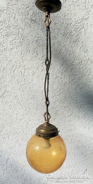 Muranoi fatyolüveg búrás réz lámpa ALKUDHATÓ  Bauhaus design