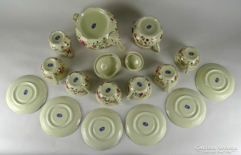 1Q963 butterfly butter colored zsolnay tea set for 6 people