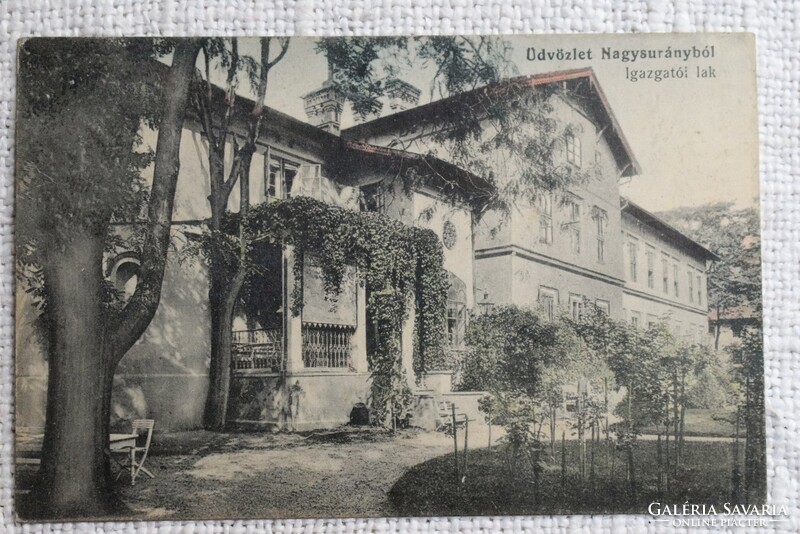 Greetings from Nagysurány, director's residence 1910, antique postcard