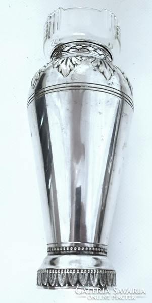 Art Nouveau, silver-plated moritz hacker vase, with original glass insert