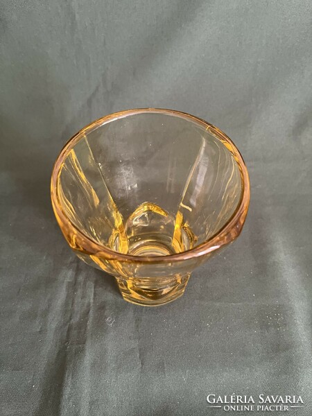 Retro vladislav urban yellow glass vase sklo union rosice glass factory (u0032)