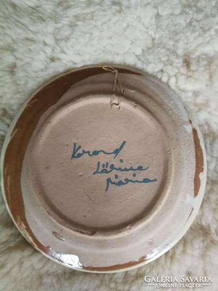 Korondi bird ceramic wall plate, marked by the maker