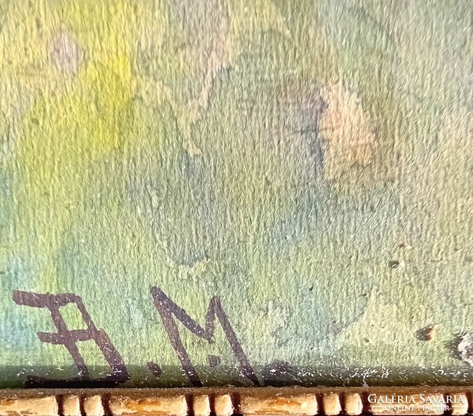 BM monogram : Falusi táj ,  Akvarell