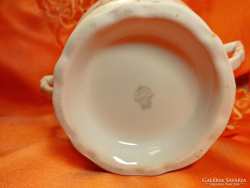 Antique Zsolnay sugar bowl with leprechaun ears