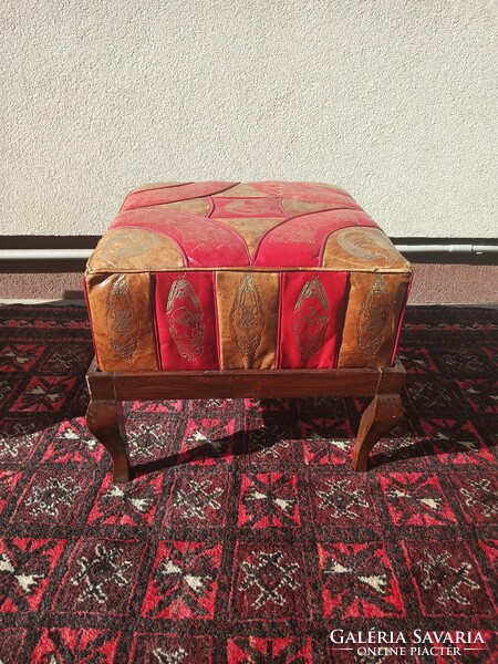 Vintage keleti ottoman bőr puff zsámoly ülöke. Alkudható.