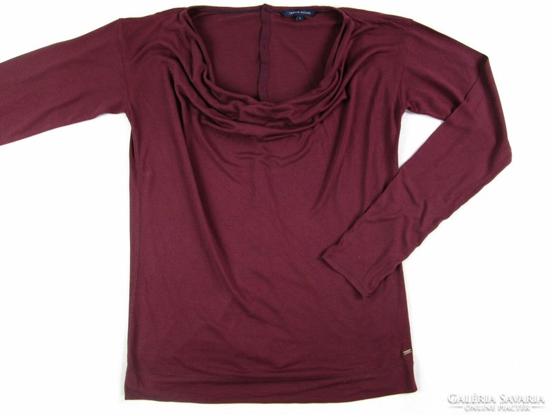 Original tommy hilfiger (s) burgundy long sleeve women's light top