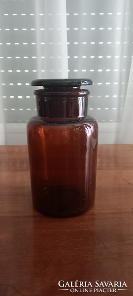 Antique brown apothecary bottle with stopper