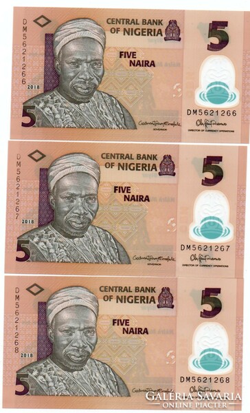 5 Naira 2018 3 serial numbers Nigeria