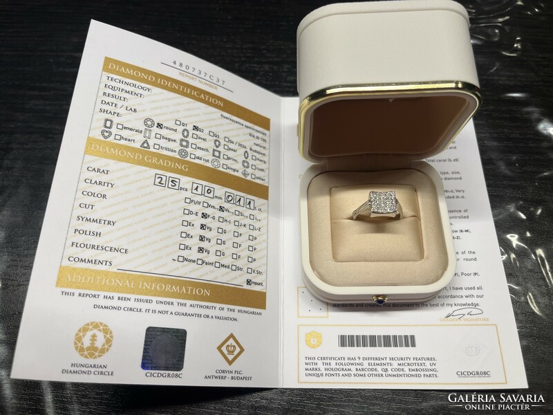 18k fehérarany gyűrű, 0.11ct gyémánttal, Certifikáttal