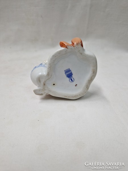 Designed by András Sinkó, Zsolnay shield seal Annuska porcelain figurine in perfect condition, 7 cm.