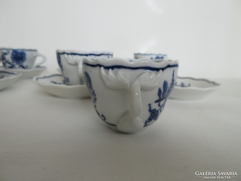 Old, marked, Meissen twist-handled coffee cups, with coasters. Negotiable!