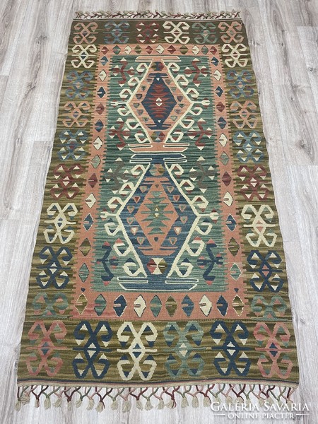 Kayseri kilim (kelim) - Turkish handwoven woolen carpet, 103 x 207 cm