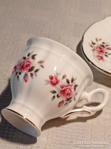 Staffordshire English porcelain coffee mocha cup and rose base