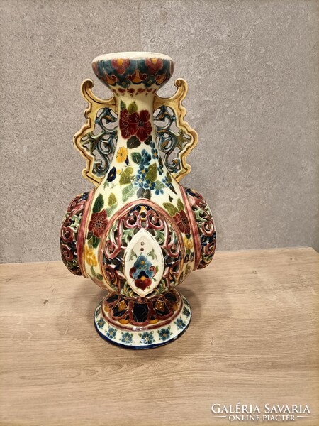 Zsolnay or fischer openwork vase 28 cm