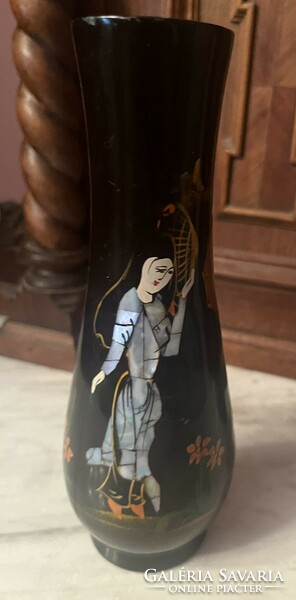 Vietnamese lacquered wooden vase