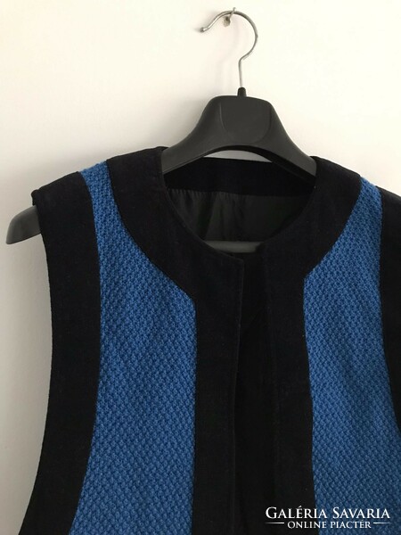 Blue women's waistcoat with velvet details