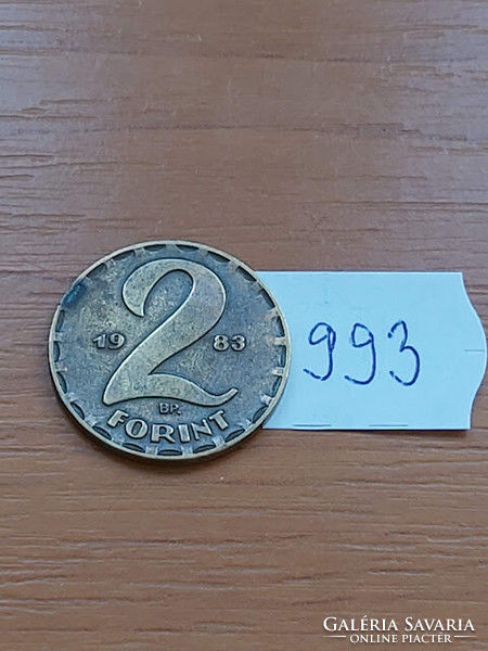 MAGYAR NÉPKÖZTÁRSASÁG 2 FORINT 1983  Sárgaréz   993